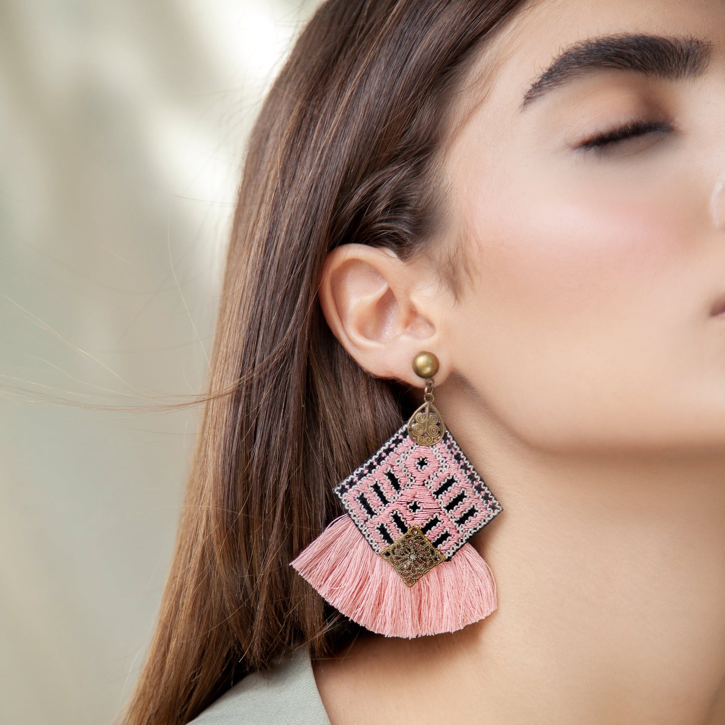 PINK PEACOCK EARRINGS